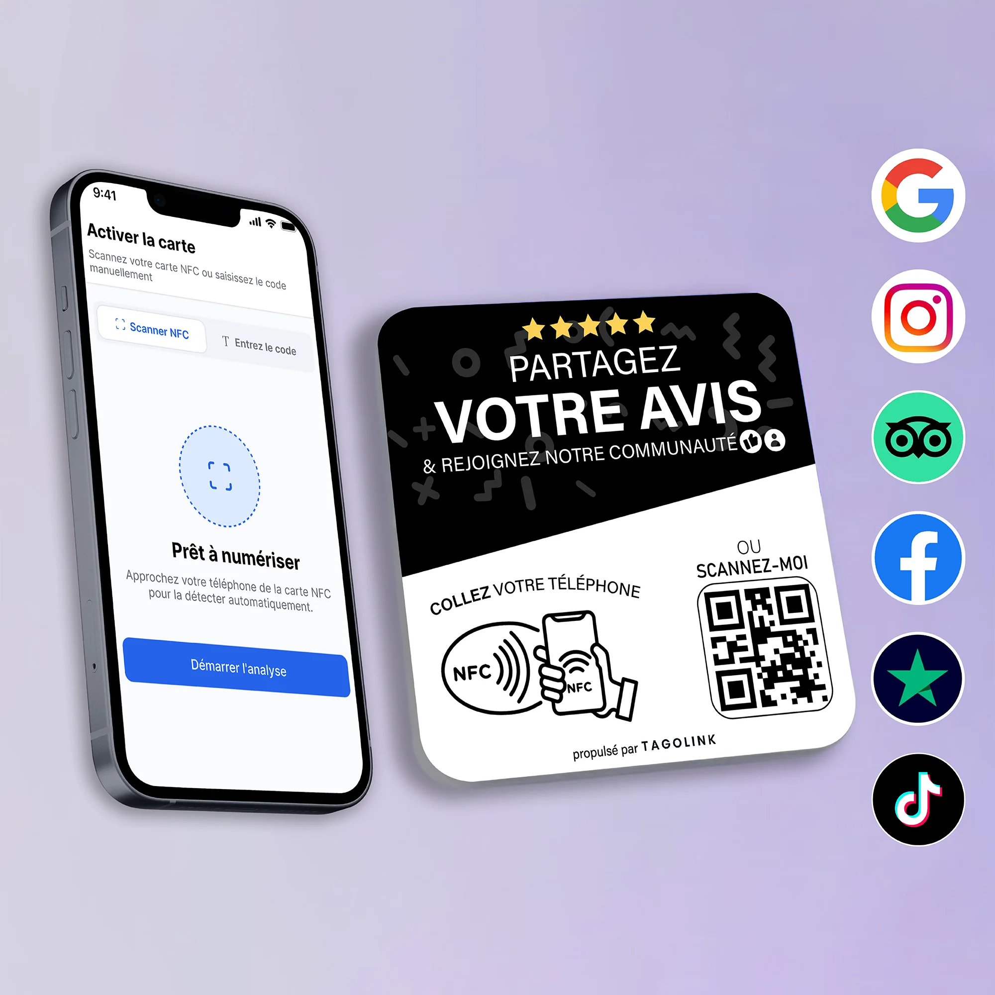 Multi channel plaque Mockup 2 Plaque NFC Multi-liens