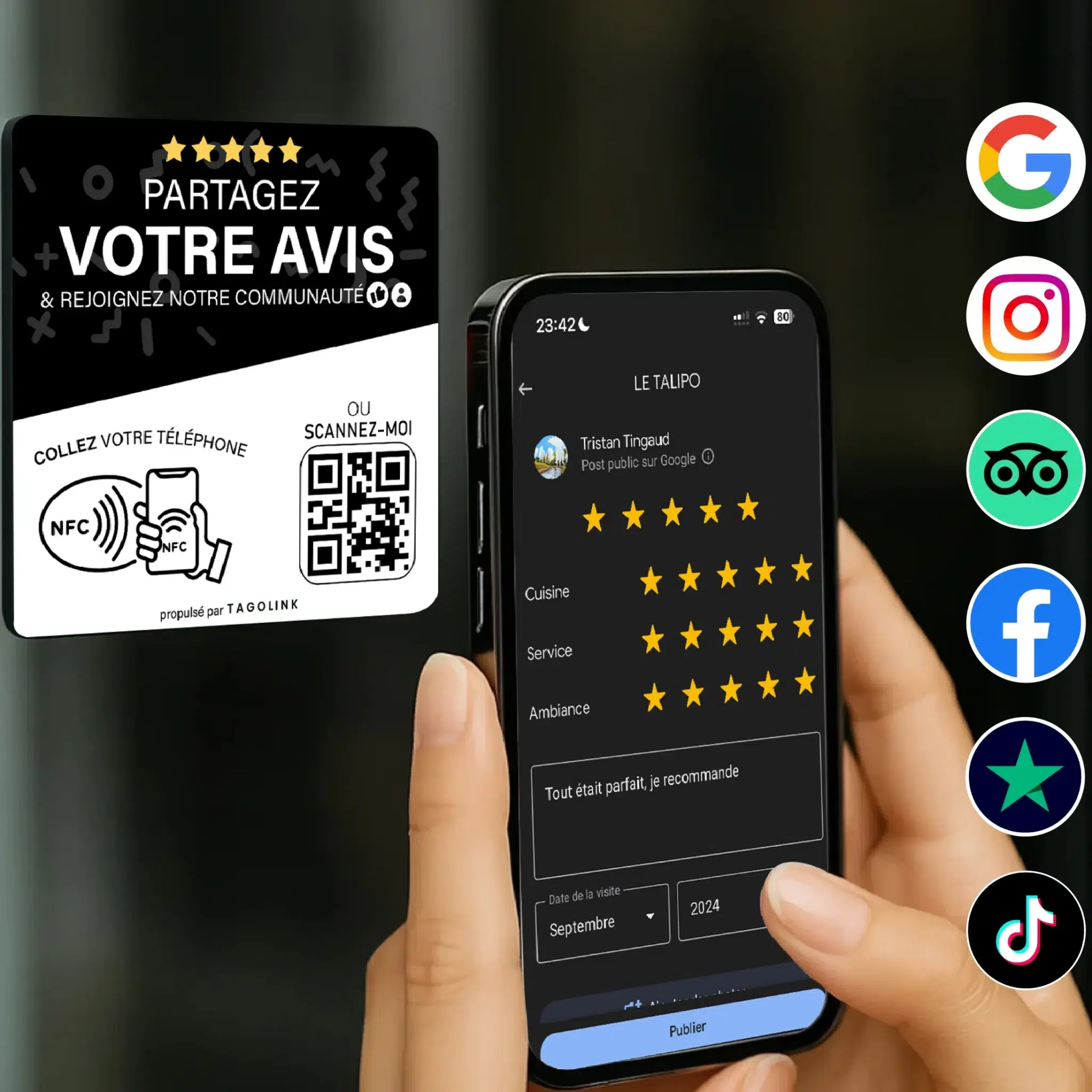 Multi channel plaque Mockup 3 Plaque NFC Multi-liens